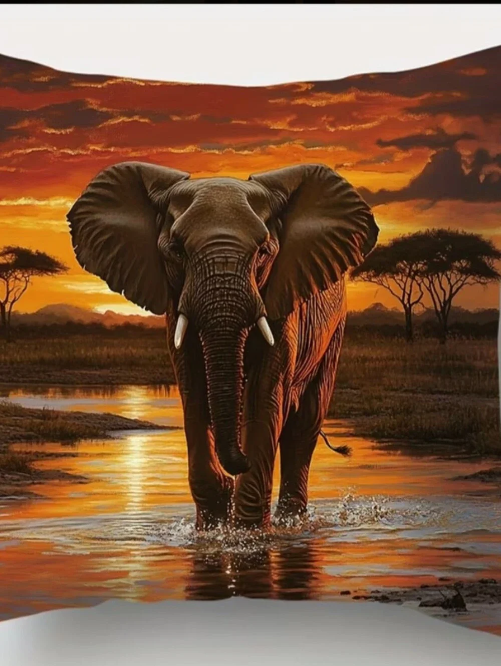 Wildlife Sunset Elephant Accent Pillow - Orange Throw Cushion.       4 PCs